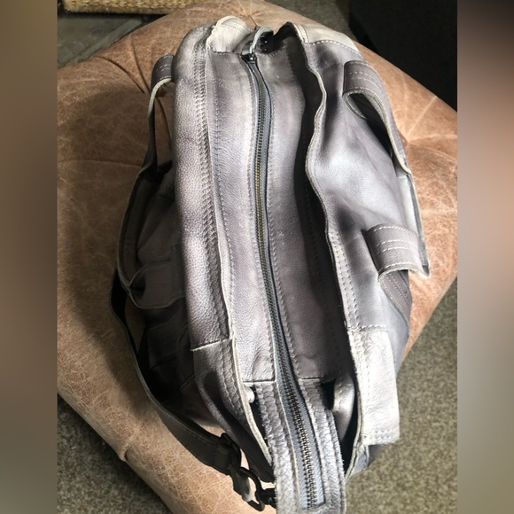 Distressed grey leather Made in Italy bag - Picture 6 of 12
